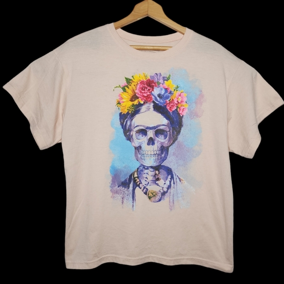 Frida Kahlo by Jerry Leigh Dia de los Muertos T-Shirt - Women's M/L - Picture 1 of 4
